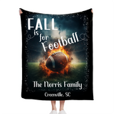 Custom Fall Football Blanket - Personalized Autumn Sports Throw - Teen Boys Gift for Football Fans